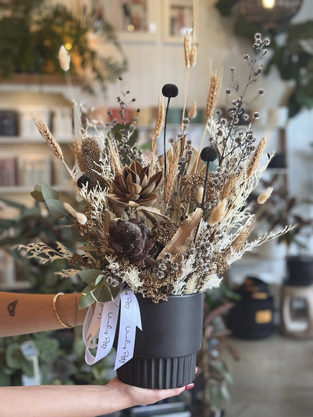"Dark & Stormy" Dried Flower Arrangement