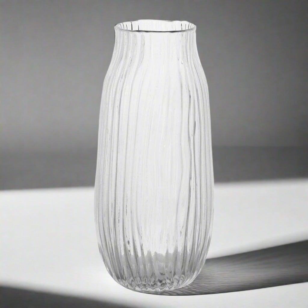 Textured Mila Glass Vase: Clear Tall