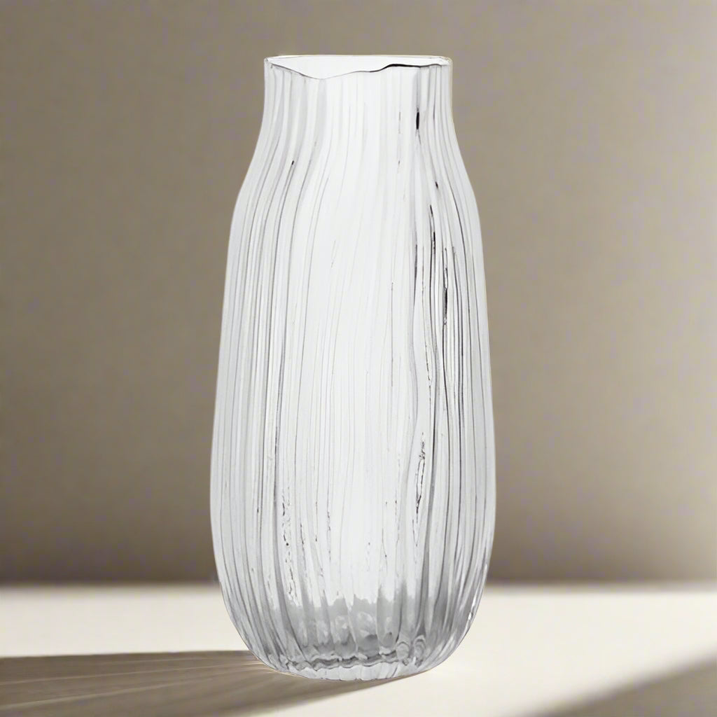 Textured Mila Glass Vase: Clear