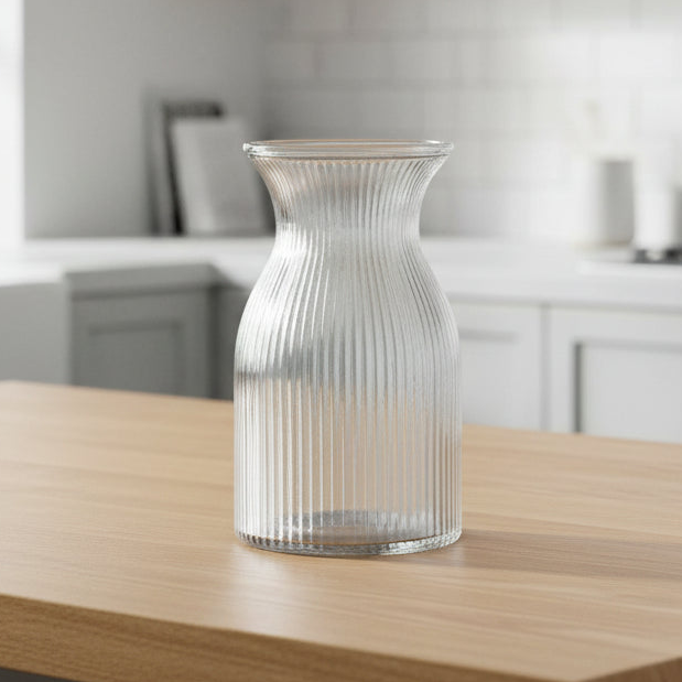 Posy Ribbed Glass Vase: Clear