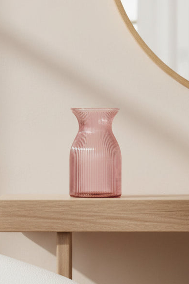 Posy Ribbed Glass Vase: Rose