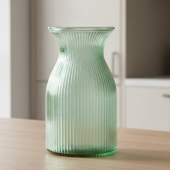 Posy Ribbed Glass Vase: Sage