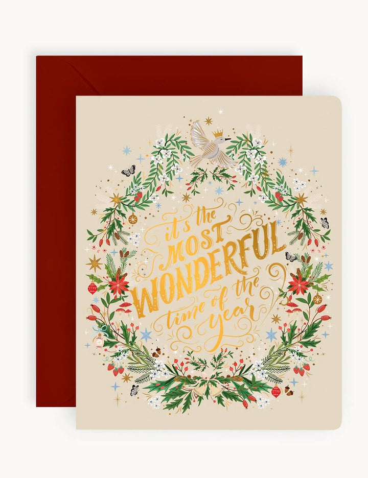 It's the most wonderful time of the year | Christmas Card (Wreath)