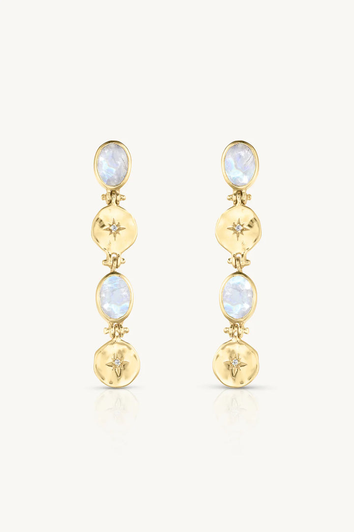 Celestial Moonstone Gold Earrings
