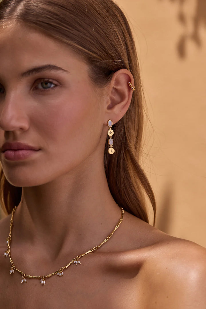 Celestial Moonstone Gold Earrings