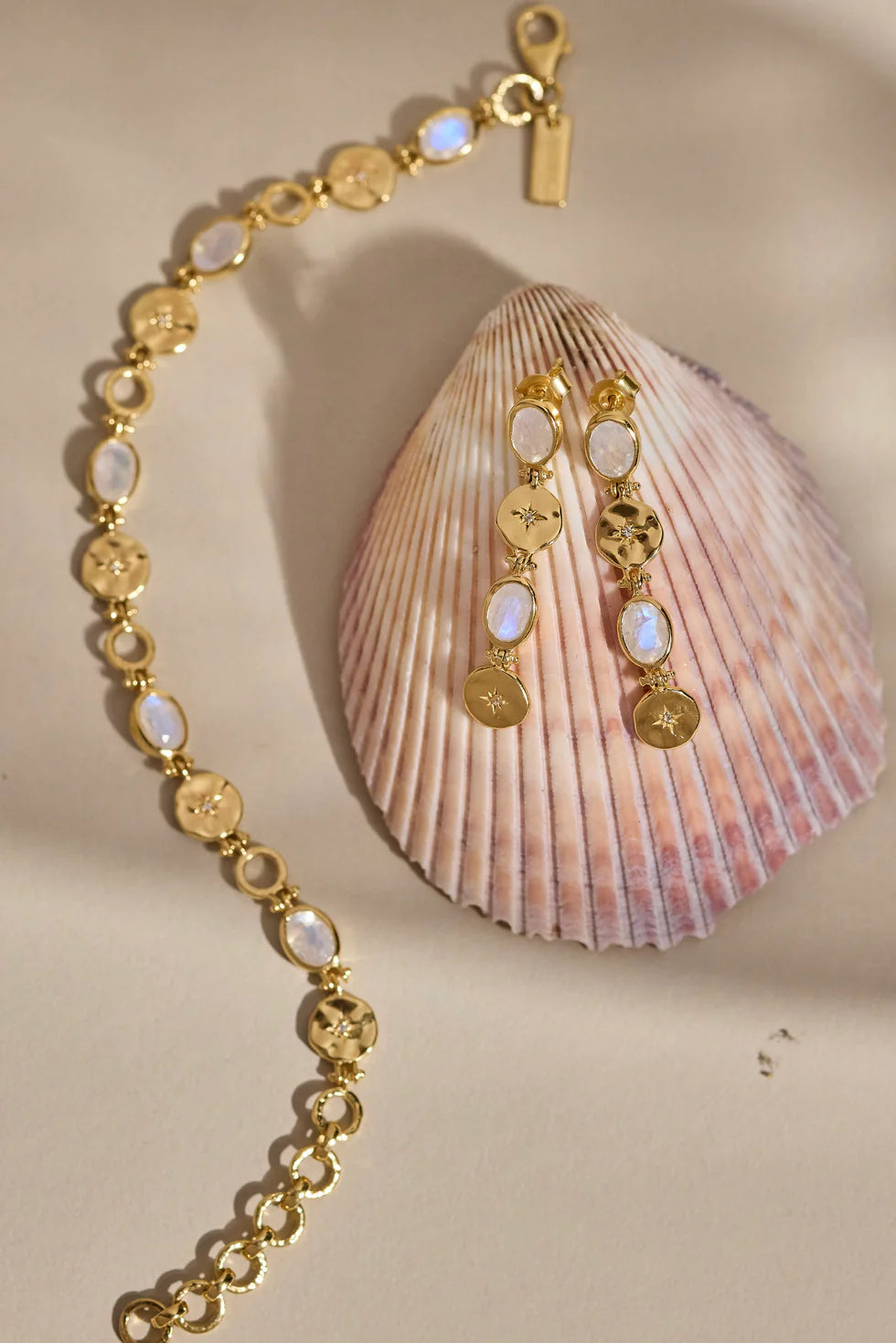Celestial Moonstone Gold Earrings