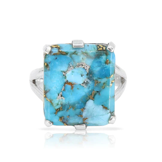 Etheria Copper Turquoise Silver Ring
