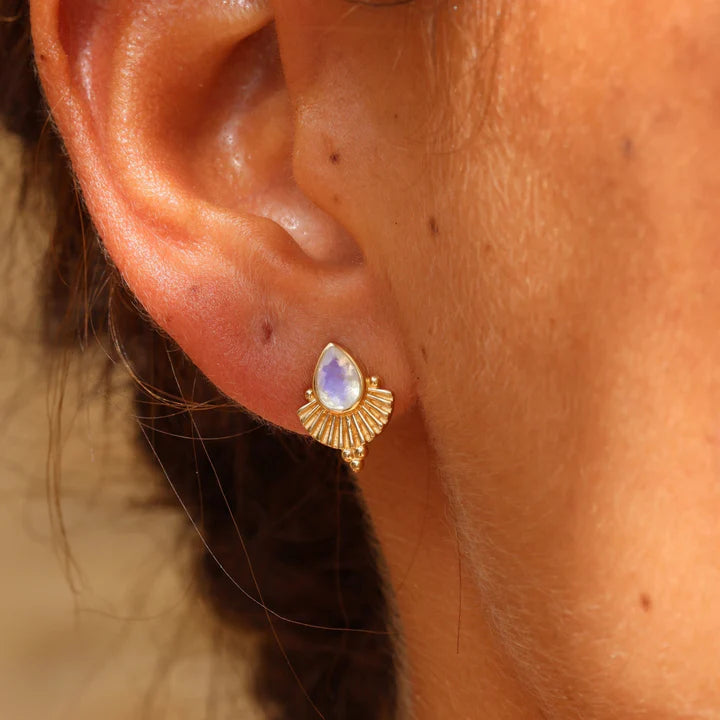 Venus Moonstone Gold Earrings