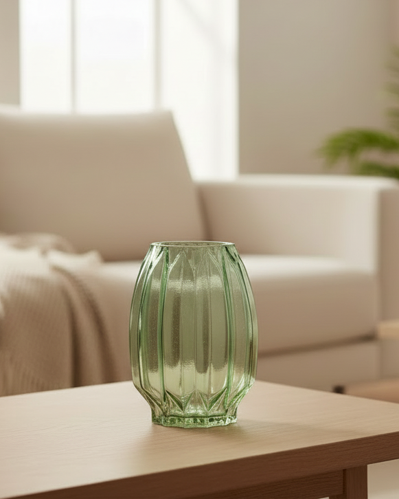 Vintage Glass Vase: Sage