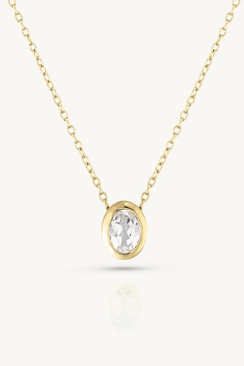 April Topaz Gold Oval Birthstone Necklace