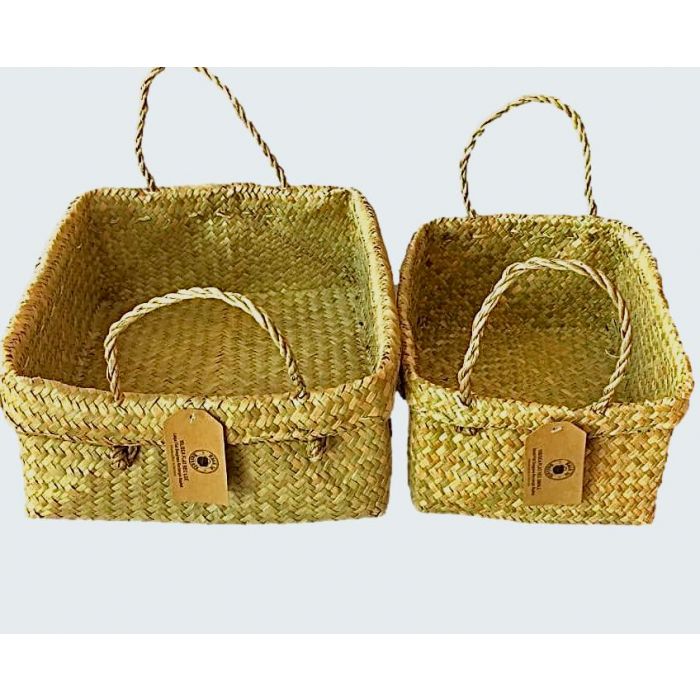 Flat Seagrass Basket with Handles