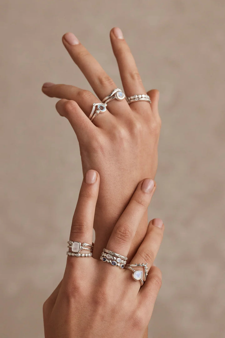 Pebble Moonstone Silver Stacker