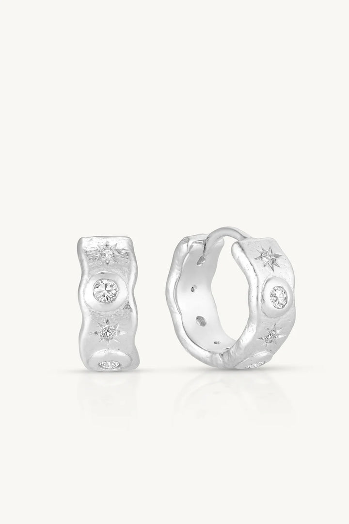 Cosmic Silver Hoops