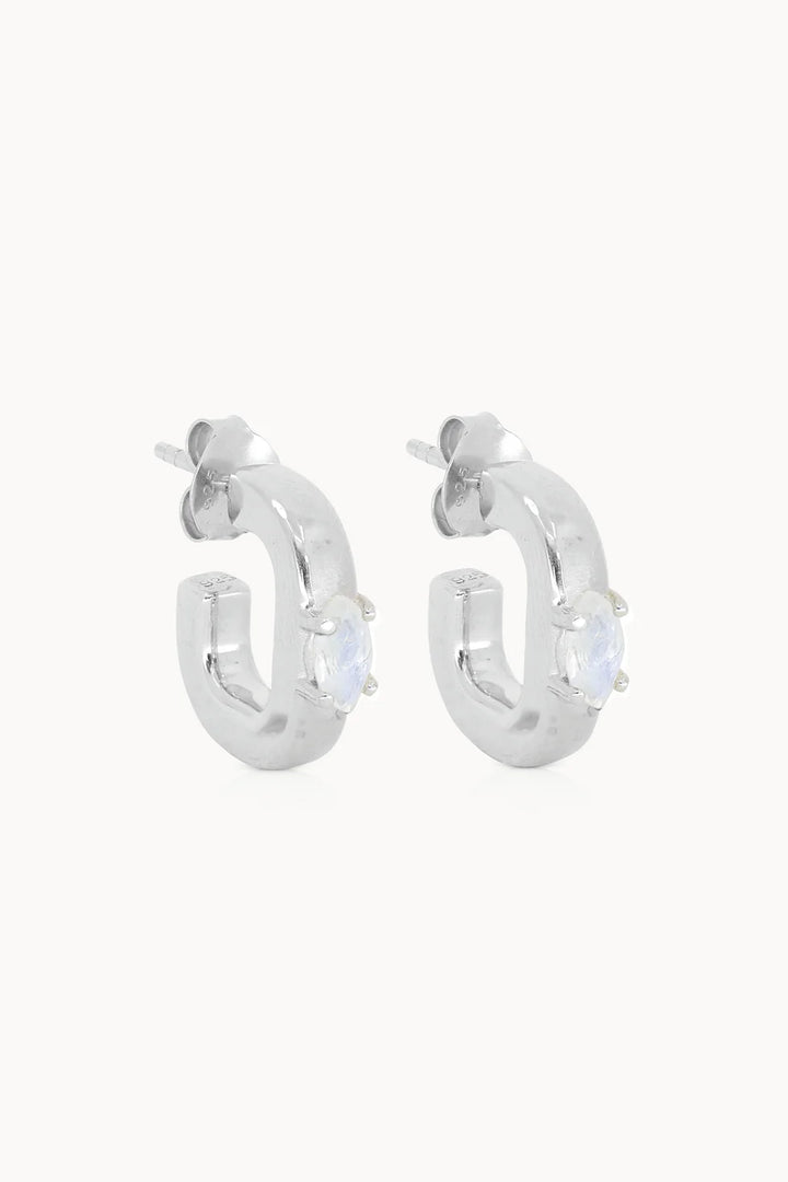 Elodie Moonstone Silver Hoops