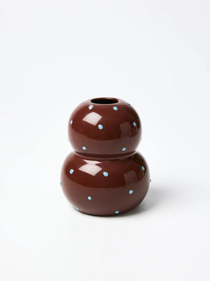 FONDA BROWN BLUE DOTTY VASE