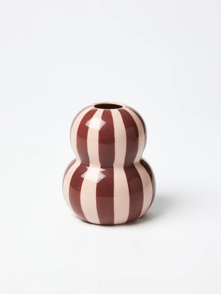 FONDA BURGUNDY PINK STRIPE VASE