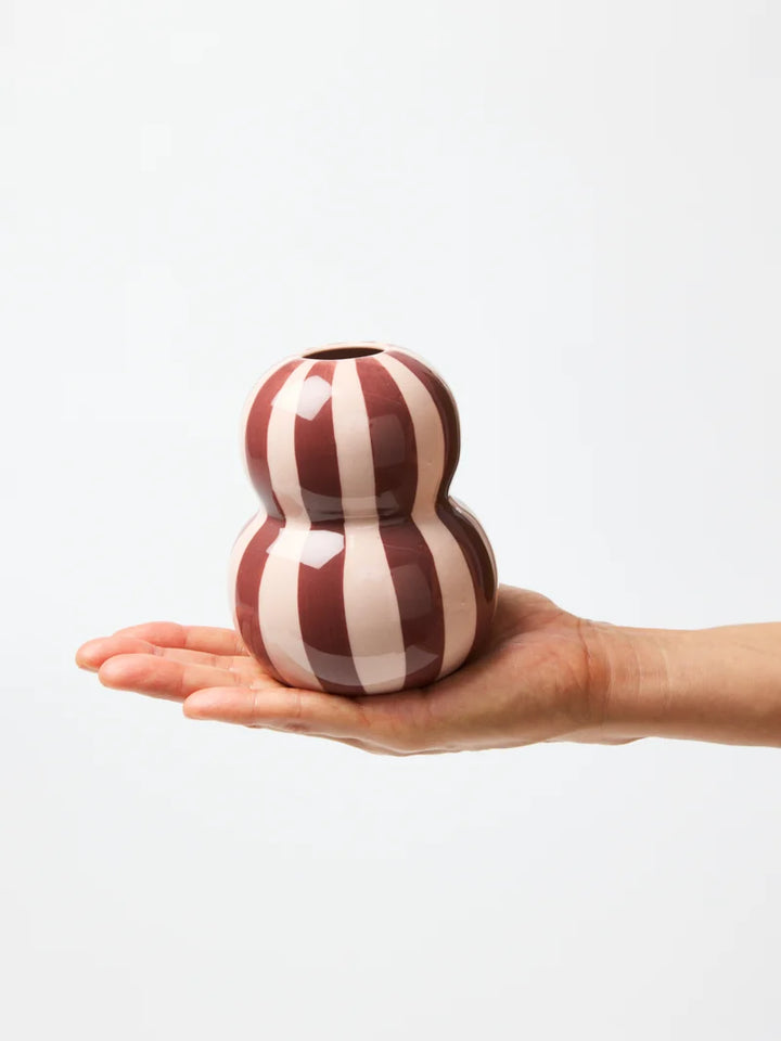 FONDA BURGUNDY PINK STRIPE VASE