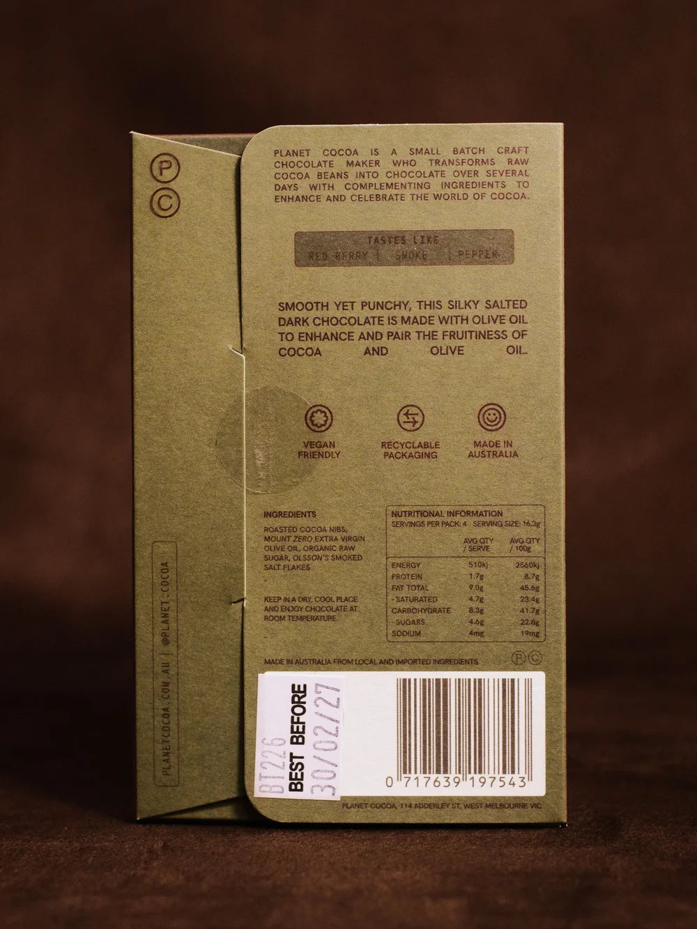 Olive Oil, Salt | Dark Chocolate