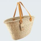 Large Seagrass Market Basket w/ Short Leather Handles