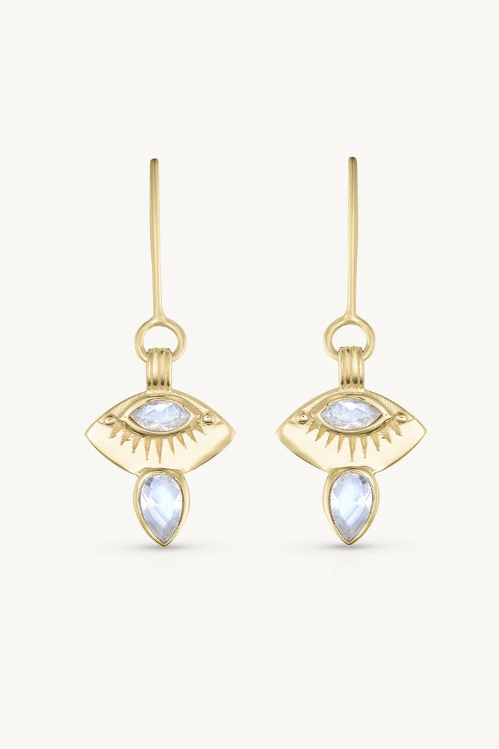 Ray Moonstone Gold Earrings