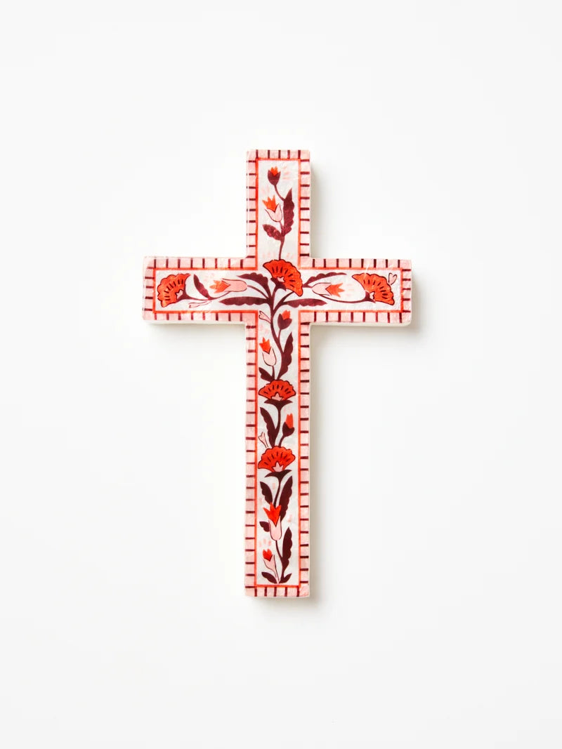 SAMIRA LARGE CROSS PINK FLOWER