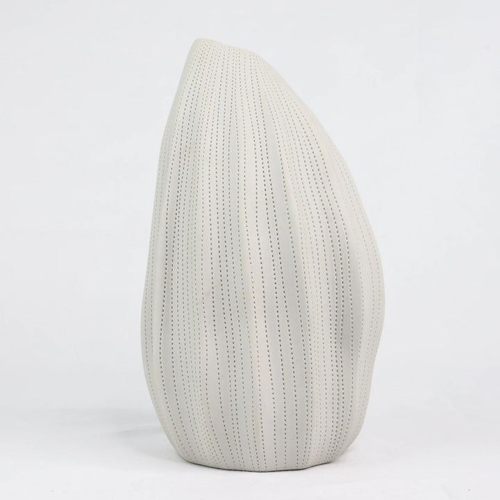 Pod White Etched Vase (Medium)