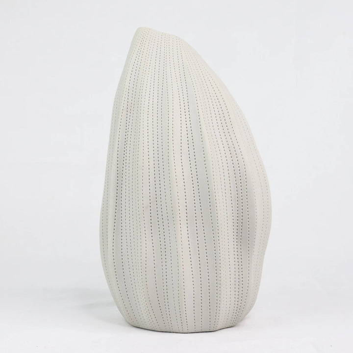 Pod White Etched Vase