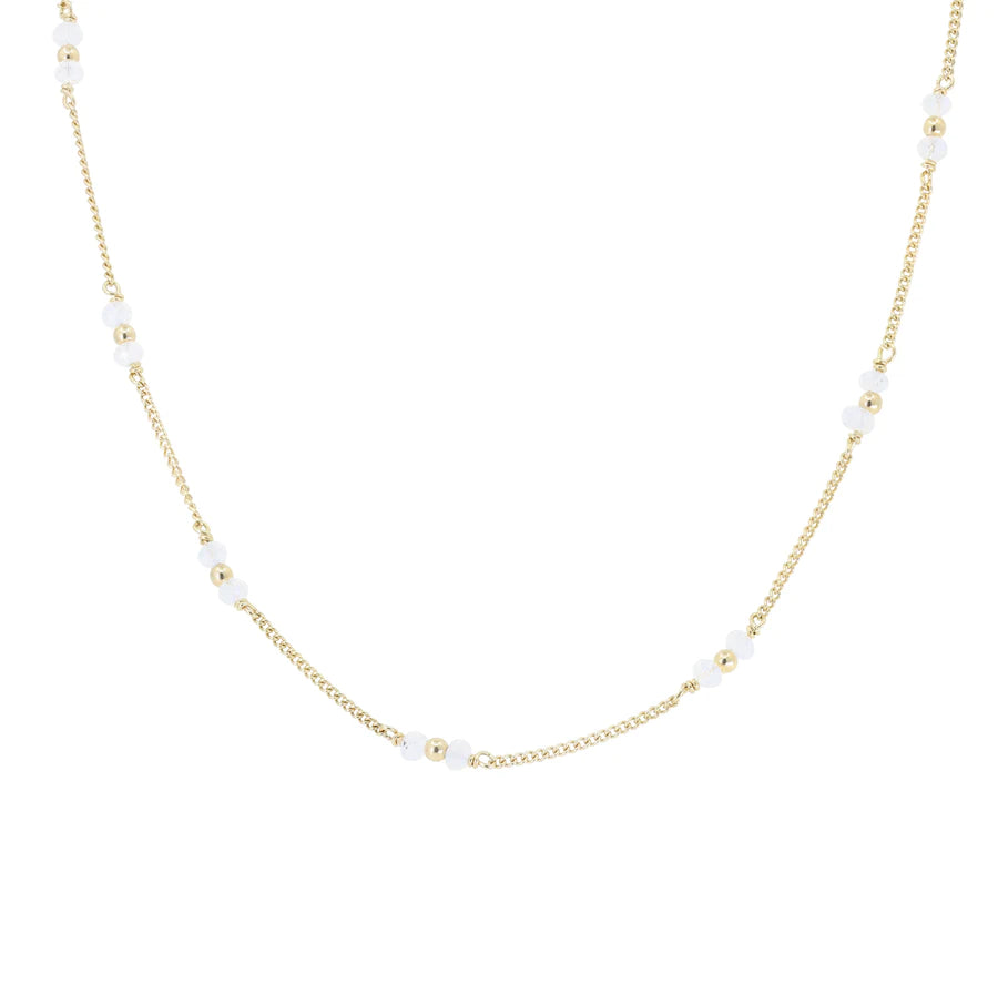 Beaded Moonstone Gold Necklace