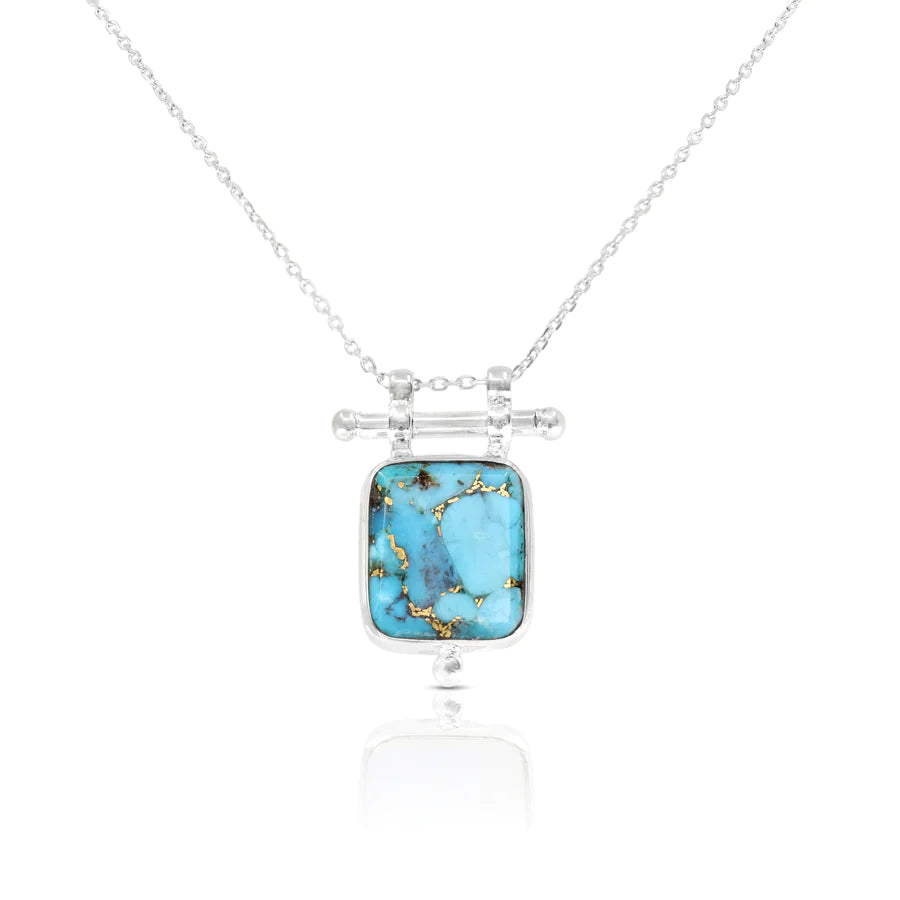 Etheria Copper Turquoise Silver Necklace