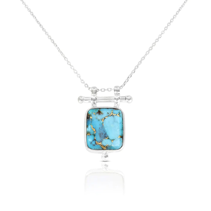 Etheria Copper Turquoise Silver Necklace