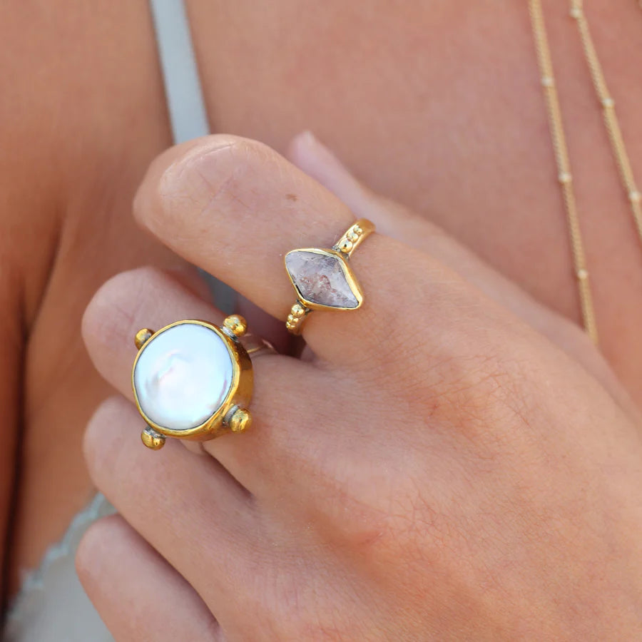 Herkimer Diamond Gold Ring