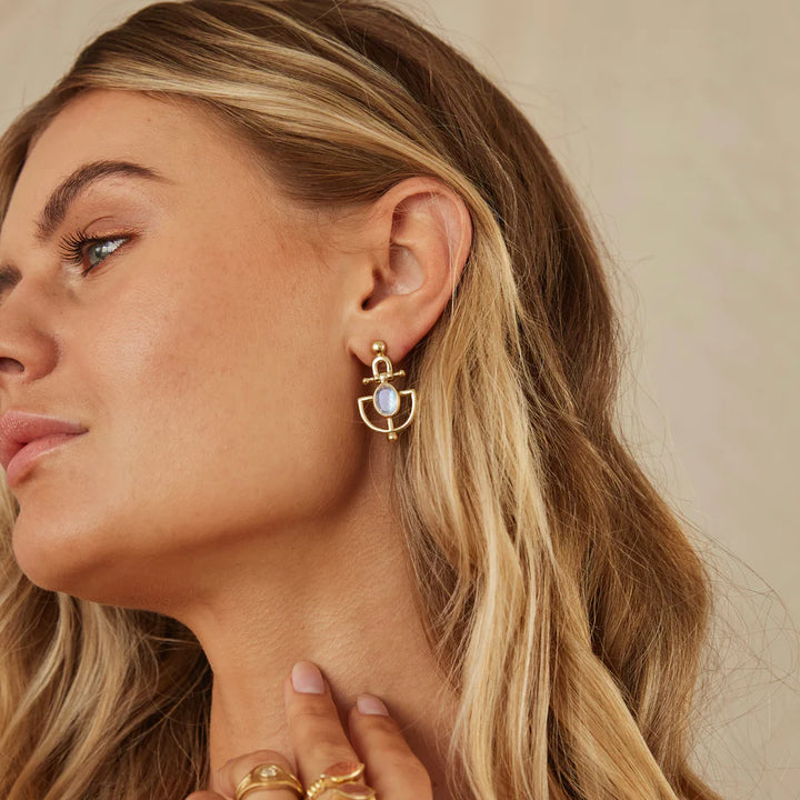 Lyra Moonstone Gold Earrings