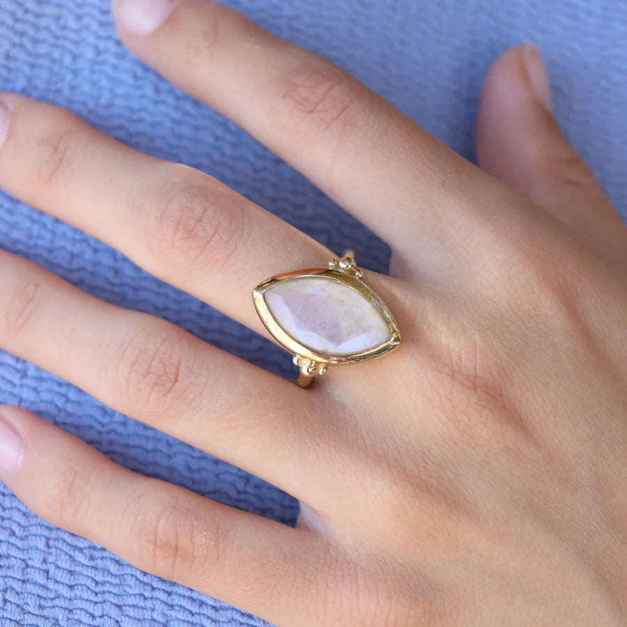 Moonstone Marquise Gold Ring
