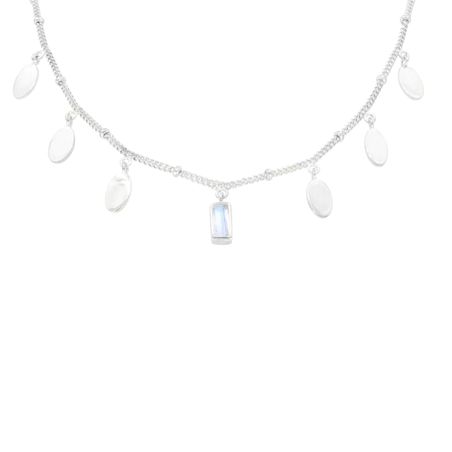Petal Moonstone Silver Necklace
