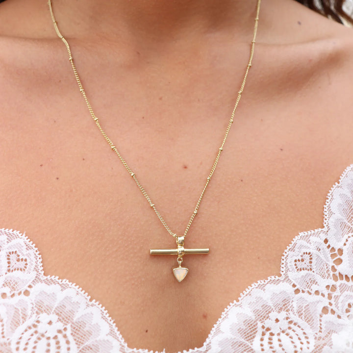 The Trillion Bar Moonstone Gold Necklace