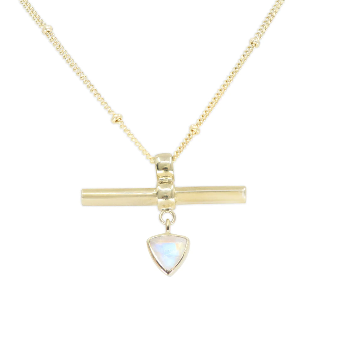 The Trillion Bar Moonstone Gold Necklace